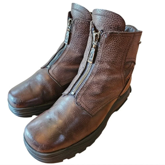 Anfibio Leather Boho Fall Winter Women's Ankle Boots Brown Sz 37. - Picture 3 of 15